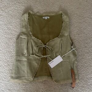 Reformation Rosalie linen Olive Green Women's Top